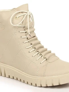 W model 21476304 béžové zateplené boty na platformě - Rieker