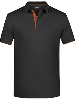 Daiber JN 728 Pánské piqué polo s kontrastní légou 02.0728 black/orange