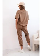 Dámský viskózový komplet s krátkým rukávem a nohavicemi velbloud Dámský viskózový komplet s krátkým rukávem a nohavicemi velbloud