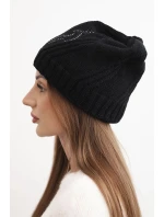 Dámská zimní čepice s vlnou a zdobením z džetů K480 černá