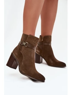 Dámské kotníkové boty z přírodního semiše na sloupku vyhřívané Sergio Leone BT25384-S Khaki