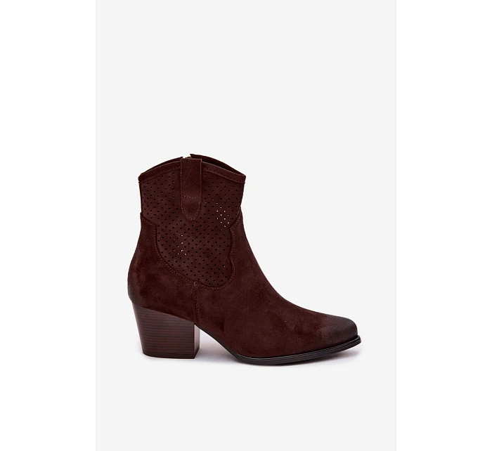 Dámské perforované kotníkové boty Kovbojky Vinceza 58150 Hnědé