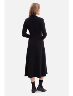 model 21379828 Žebrované midi šaty s asymetrickým pasem černé - BeWear