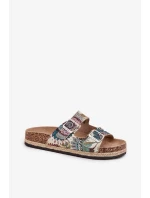 Dámské vzorované pantofle na korkové platformě s přezkami Lee Cooper – multikolor