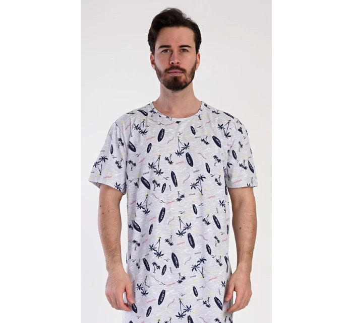 Pánská noční košile Surfing Šedá s potiskem - Vienetta Pánská noční košile Surfing Šedá s potiskem - Vienetta