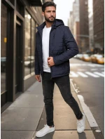 Pánská přechodná prošívaná bunda s kapucí tmavě modrá FashionStreet TX5004