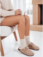 Dámské semišové zateplené žabky béžové FashionStreet ZY1196