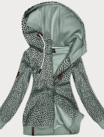 Dámská rozepínací mikina se srdíčky šedozelená (2315)