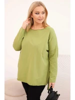 Dámská blůza Plus Size asymetrická s dlouhým rukávem olivová Dámská blůza Plus Size asymetrická s dlouhým rukávem olivová