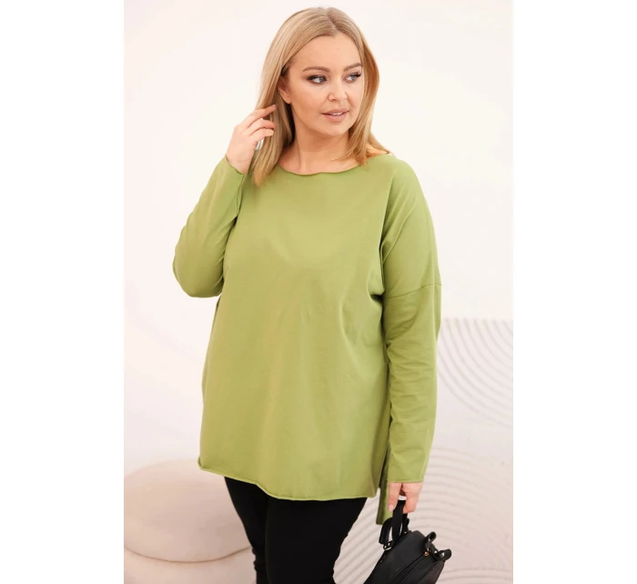 Dámská blůza Plus Size asymetrická s dlouhým rukávem olivová Dámská blůza Plus Size asymetrická s dlouhým rukávem olivová