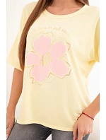 Dámská bavlněná oversize halenka s květinovým potiskem žlutá