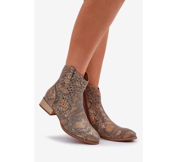 Dámské Botky S Výřezem Na Nízkém Podpatku Ozdobené Zvířecím Vzorem Zlaté Neliawen Dámské Botky S Výřezem Na Nízkém Podpatku Ozdobené Zvířecím Vzorem Zlaté Neliawen