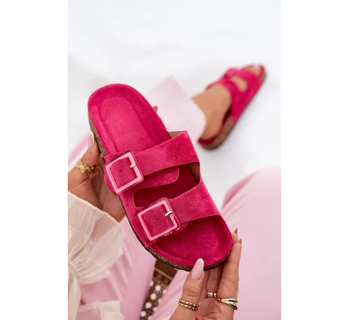 Dámské sandály s prvky na korkové podrážce fuchsie model 21688487 - Boto Dámské sandály s prvky na korkové podrážce fuchsie model 21688487 - Boto