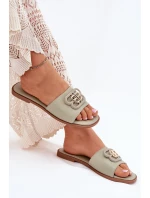 Ploché Dámské Pantofle S Ozdobným Detalem Zelené model 21699585 - Boto Ploché Dámské Pantofle S Ozdobným Detalem Zelené model 21699585 - Boto