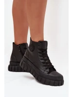 Zateplené Vysoké Tenisky Dámské Na Platformě S Zipem Černé model 21705267 - Boto Zateplené Vysoké Tenisky Dámské Na Platformě S Zipem Černé model 21705267 - Boto