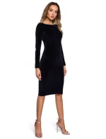 M565 Sametové tužkové šaty - černé