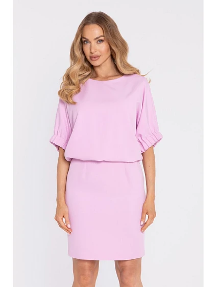 šaty s rozparkem na zádech cukrově růžové model 22040487 - Moe