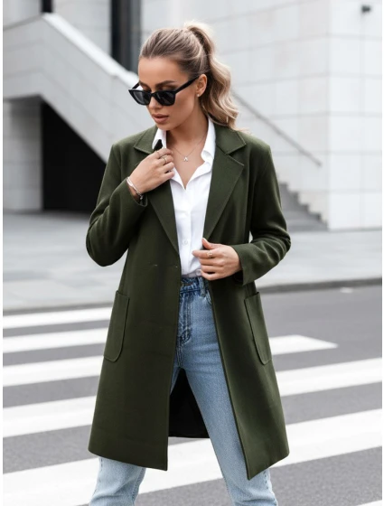 Dámský oversize dlouhý olivový kabát LINNORE FashionStreet NY0704