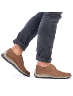 Kožené polobotky Rieker M RKR528 hnědé s ažurovým vzorem