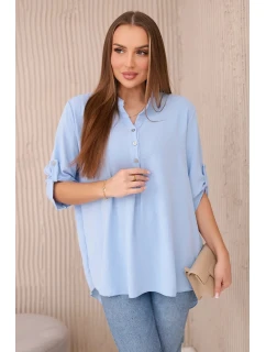 Halenka s prodlouženým zadním dílem modrý