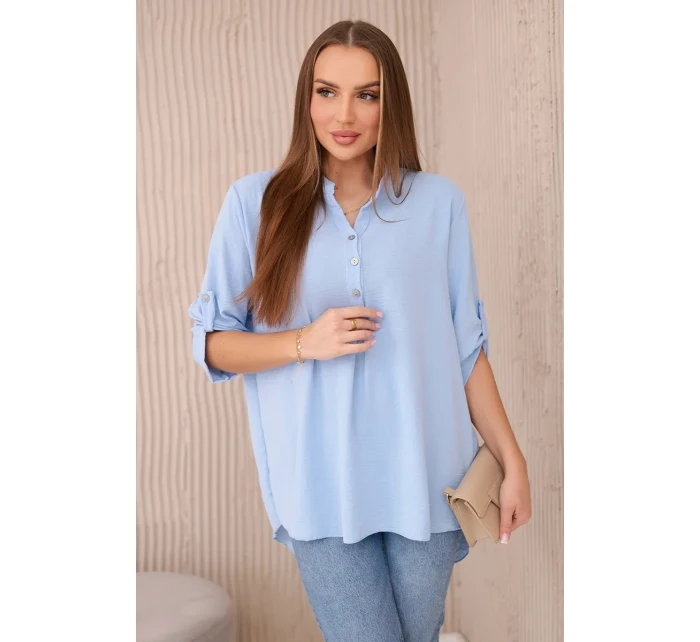 Halenka s prodlouženým zadním dílem modrý