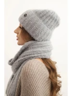 Dámský komplet čepice a model 21461072 šály z měkké příze šedý - K-Fashion