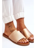 Dámské kožené žabky zlato model 21613216 - EVENTO Dámské kožené žabky zlato model 21613216 - EVENTO