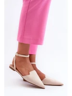 Šněrovací baleríny z ekokože s  světle béžové model 21666763 - Boto