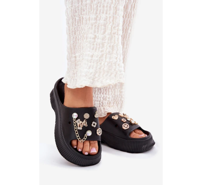 Pěnové Dámské Sandały Se Zlatými Černé model 21700251 - Boto Pěnové Dámské Sandały Se Zlatými Černé model 21700251 - Boto