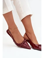 Lakované lodičky na podpatku s mašličkou bordó Olvena