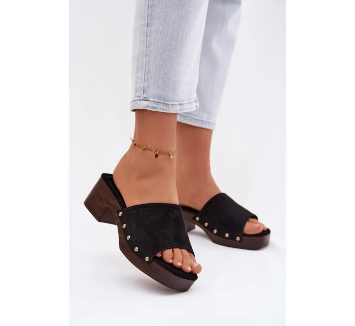 Dámské sandály na klíně s zlatými přezkami Černé Davessa