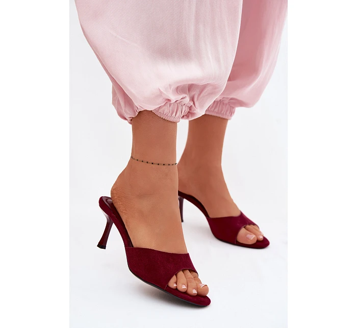 Sandály z imitace semiše na podpatku bordové Melissea