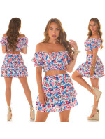 Sexy Koucla 2Piece Set Skirt + Top with Flower Print