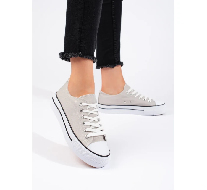 Exkluzívní tenisky šedo-stříbrné dámské bez podpatku Exkluzívní tenisky šedo-stříbrné dámské bez podpatku
