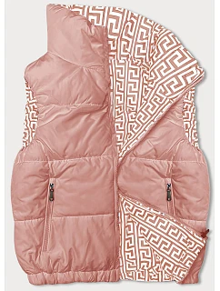 Růžová krátká dámská péřová vesta se stojáčkem model 18930950 - J.STYLE