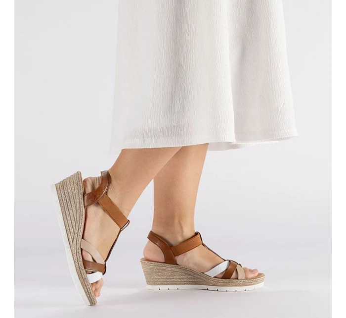 Sandały damskie na brązowe model 22087200 - Rieker Sandały damskie na brązowe model 22087200 - Rieker