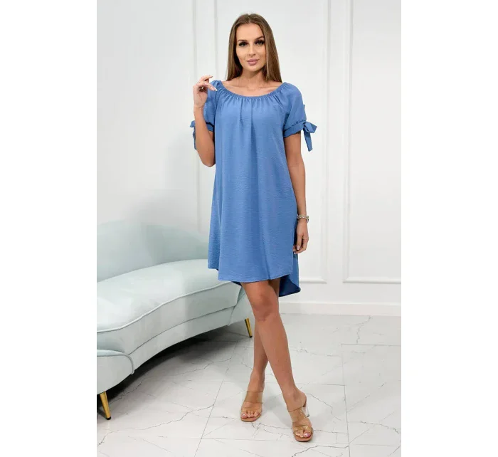 Šaty vázané na rukávech tmavý denim Šaty vázané na rukávech tmavý denim