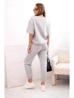 Dámský viskózový komplet s krátkým rukávem a nohavicemi šedý