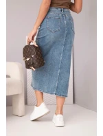 Dámská midi džínová sukně s rozparkem vpředu džínová