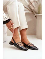 Lakované Baleríny S Pásky Na Nízkém Podpatku Černé model 20505404 - Kesi