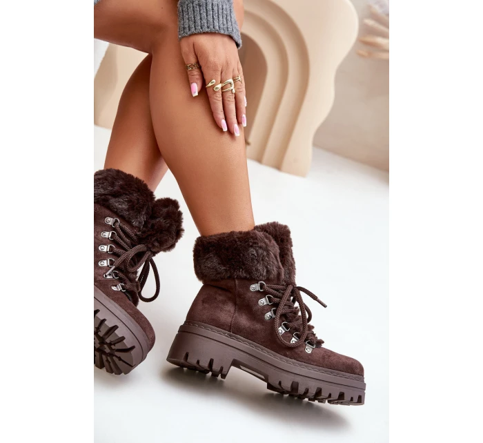 Dámské zateplené kotníkové boty s kožíškem 9685 Tmavě hnědé MARQUIIZ Dámské zateplené kotníkové boty s kožíškem 9685 Tmavě hnědé MARQUIIZ
