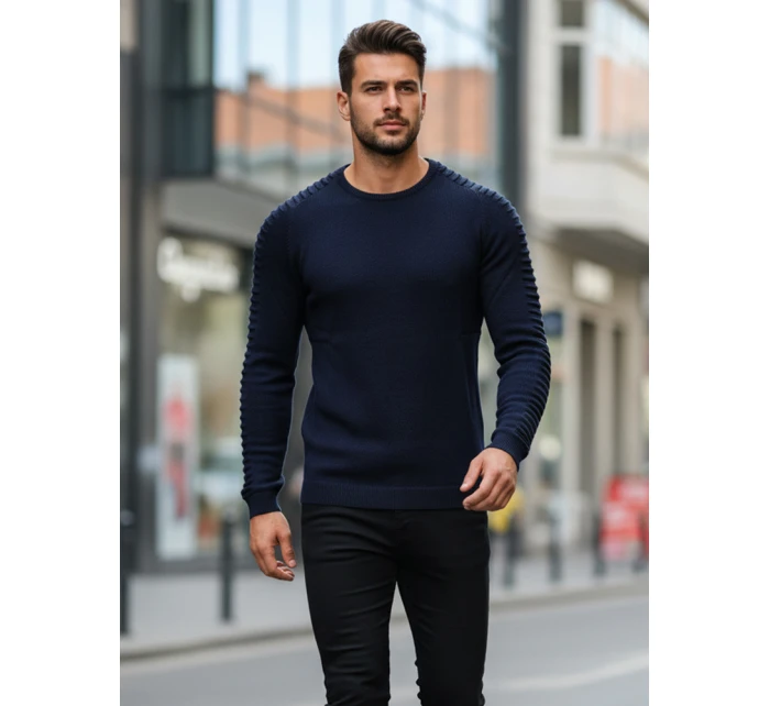 Pánský tmavě modrý svetr WX2297z Pánský tmavě modrý svetr WX2297z