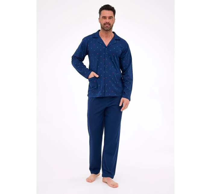 pyžamo model 21466373 dlouhé/r 3XL5XL pánské rozepínací - Cornette pyžamo model 21466373 dlouhé/r 3XL5XL pánské rozepínací - Cornette