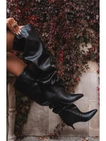 Nazouvací dámské kozačky na jehlovém podpatku černé Ysolienne Nazouvací dámské kozačky na jehlovém podpatku černé Ysolienne