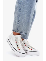 Dámské vysoké kožené trampky GOE – bílé