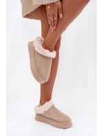 Dámské sněhule na platformě s kožíškem a dekorativním prošíváním – světle béžové Arelina Dámské sněhule na platformě s kožíškem a dekorativním prošíváním – světle béžové Arelina