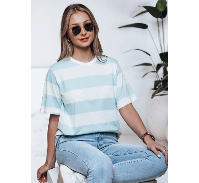 Dámské pruhované tričko tyrkysové Dstreet model 21976438 - FashionStreet
