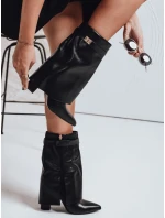 Dámské kozačky na jehlovém podpatku s širokým svrškem černé Dstreet model 21992361 - FashionStreet