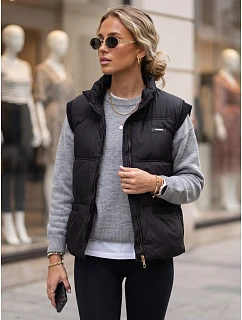 Kamizelka damska pikowana ze stójką czarna model 22354106 - FashionStreet
