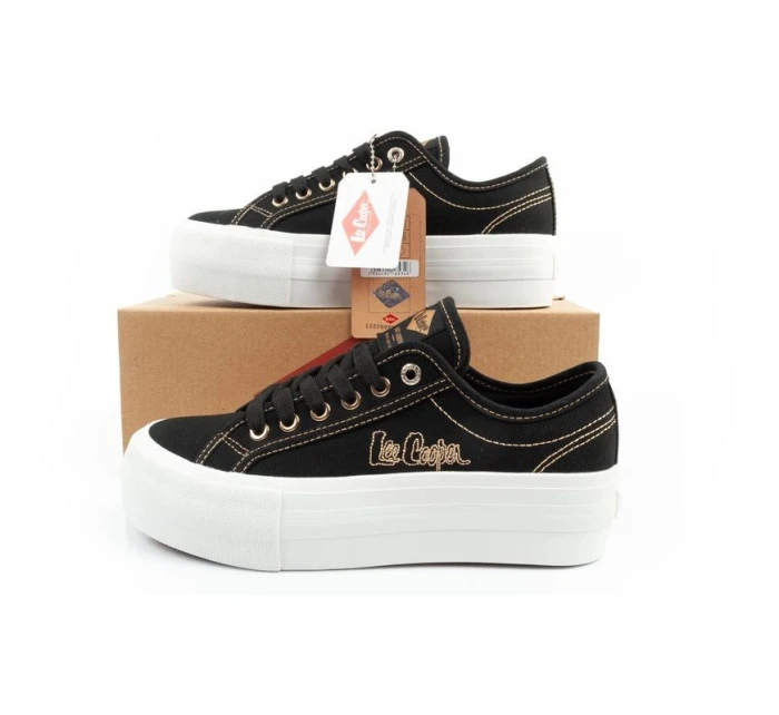 Lee Cooper dámská sportovní obuv na platformě černá se zlatými dámskými teniskami Lee Cooper dámská sportovní obuv na platformě černá se zlatými dámskými teniskami